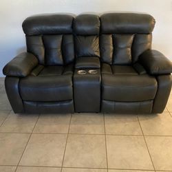 Grey Leather Sofa Set