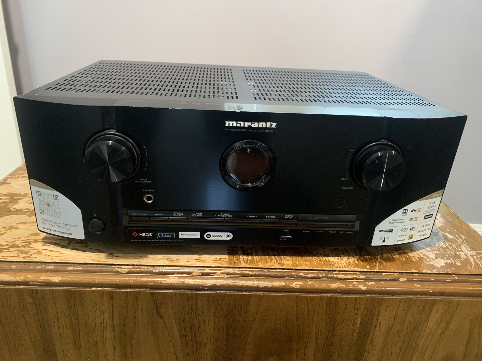 Marantz SR5015 8K Ultra HD AV Receiver 7.2 Channel, 100 WPC - Tested and Working