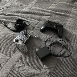 Nintendo Switch Wireless Black Controller, Transparent Controller & AC Adapter