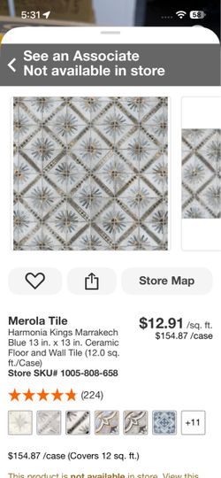 Merola Tile Harmonia Kings Marrakech Blue 13 in. x 13 in. Ceramic Floor and Wall Tile (12.0 sq. ft./Case)