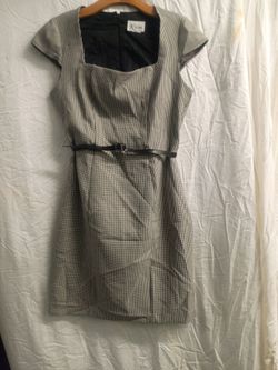 Houndstooth Belted Sheath Dress