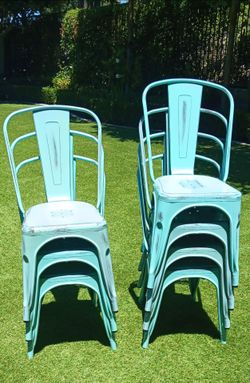 Bristel Blue Metal Dining Chairs 8