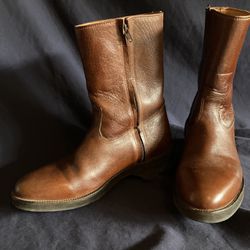 Argentinian Handmade Leather Roper Mens Boots 10.5D w Side Zipper 
