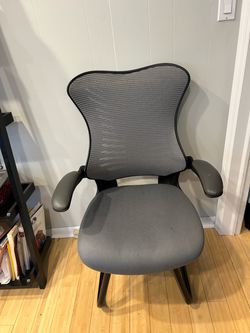 Gray Mesh Office / Guest Chair with Flip-Up Arms