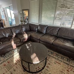 Large L-shaped Sectional Sofa Couch Faux leather