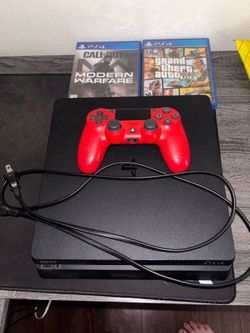 PS4 slim (500 GB) with games and controller