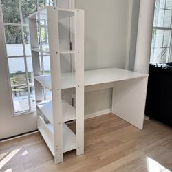 White Engineered Wood 5-Tier Hutch Bookshelf Writing Storage Game Computer Home Office Work Desk