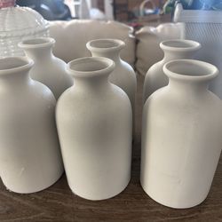 YANLING 6 Pcs White Vase Ceramic Vases for Home Decor, 5.6 inch White Ceramic Vases for Centerpieces Small Boho Vases, Pampas Grass Vases Table Vase f