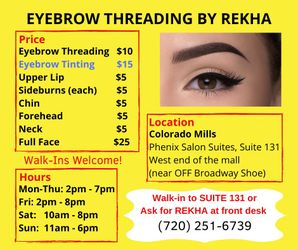 Eyebrow Threading $10 @ Colorado Mills