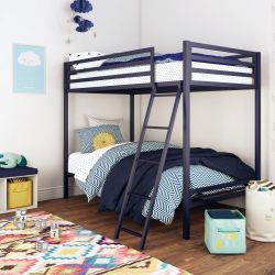 Mainstays Premium Twin over Twin Metal Bunk Bed, Blue