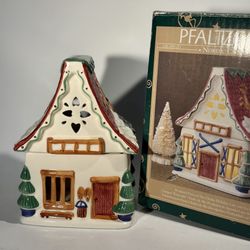 Vintage Pfaltzgraff 1999 Nordic Christmas Sculpted Pierced Ski Chalet Holiday