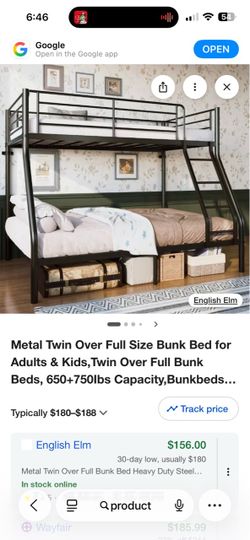 Metal Twin Over Full Bunk Bed