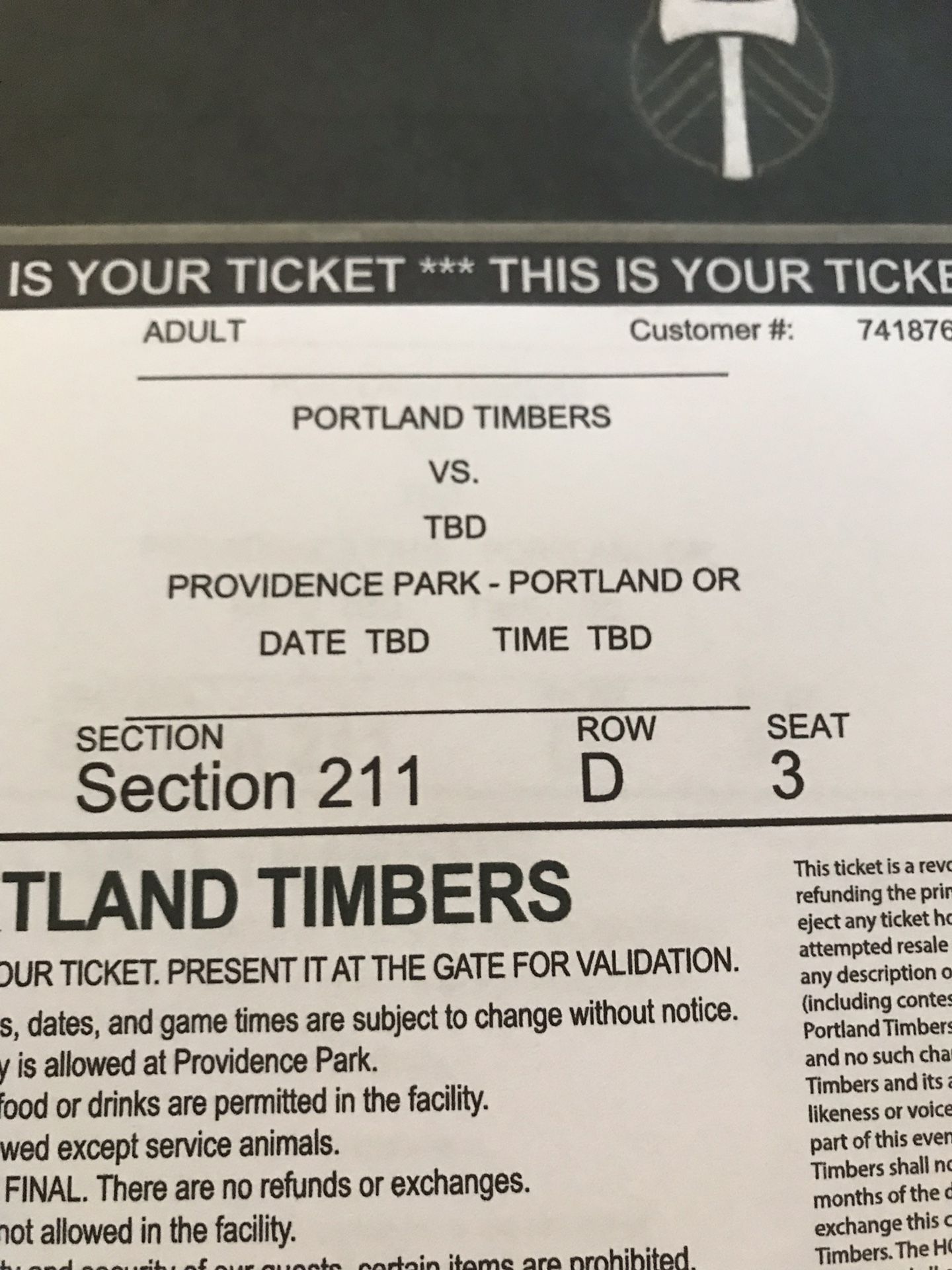 Timbers Tix - 2 Seats - Nov 25th @4:30pm