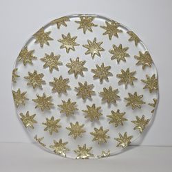 Gold Stars Glass Platter Round