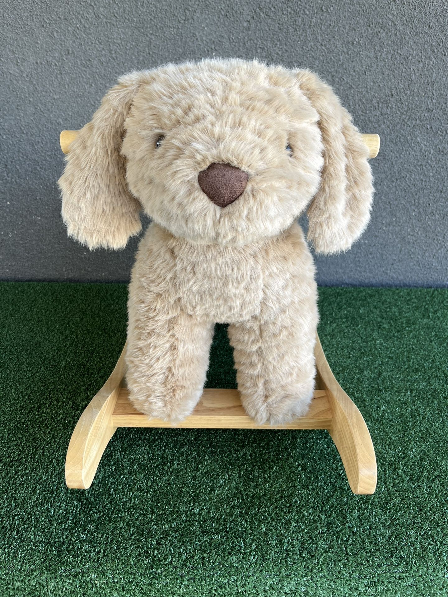 Pottery Barn Kids Labradoodle Dog Animal Plush Sitting Wood Rocker Chair Toy