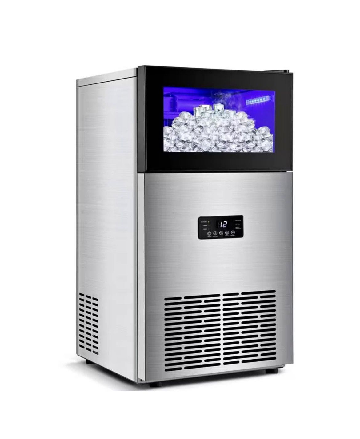 15in. 130LBS/24H Freestanding Ice Maker in Stainless Steel with 35LBS Storage Bin