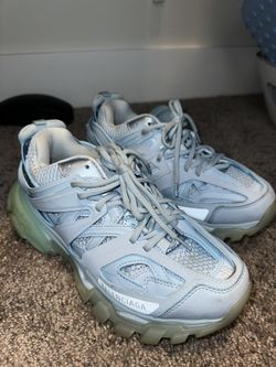 Balenciaga Women's White and Blue Trainers With Dust Bag