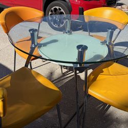 Glass top Dining Table And Chairs