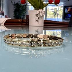 ✨ Stunning 14k Two Tone 11g Gold Mens Bracelet 