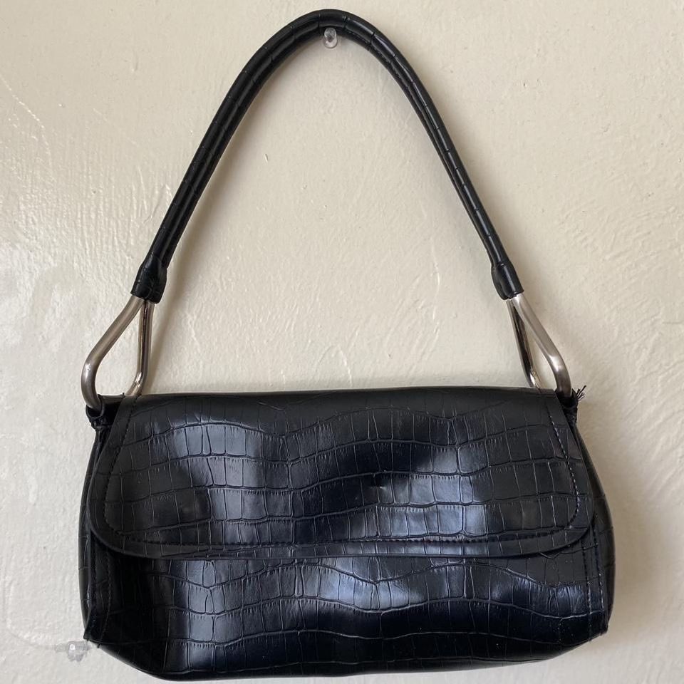 women’s faux reptile shoulder bag black $15