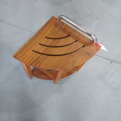 Teak Shower Bench With Shelf, Waterproof 