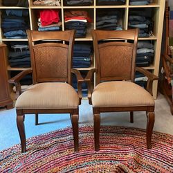 2 Wooden Chairs With Cushions 
