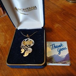 Gold And Silver Montana Silversmiths Necklace With Chain And The Box