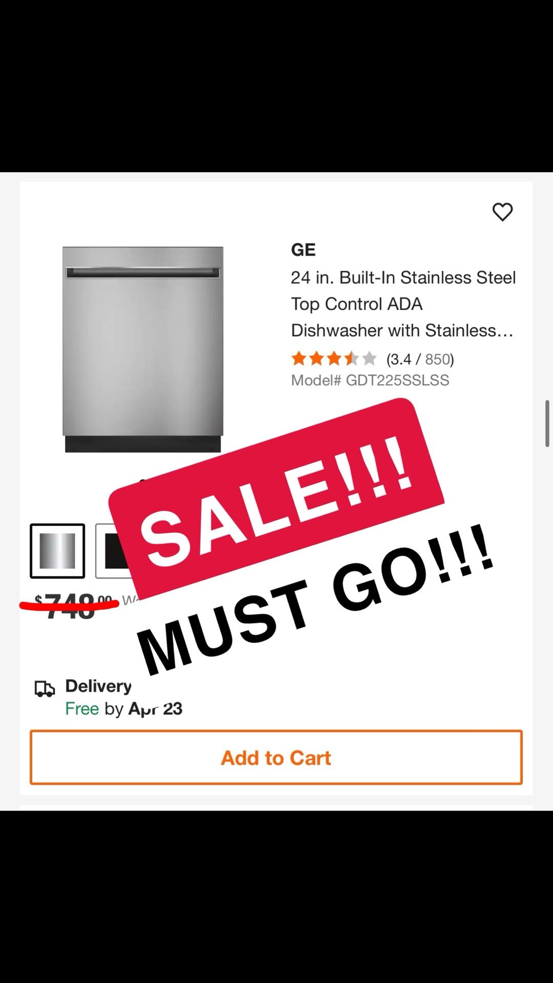 GE 24in Stainless Dishwasher