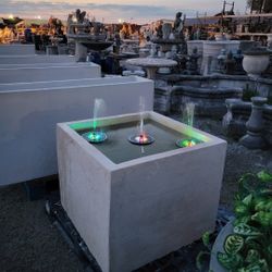 Concrete Large Square Planter or Water Fountain / Cement Backyard Patio Pots Garden Planters / Outdoor Fountains