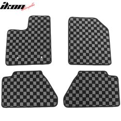 Fits 2007-2013 Ford Edge 4DR Floor Mats Non-Slip Carpets Checkered Black Gray Plaid