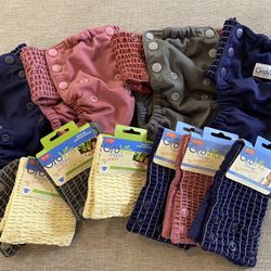 GroVia Trainers (4) Cloth Diapers and Sideflex Panels(6)