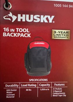 Husky 16 in tool backpack.