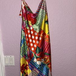 Colorful Tropical Backless Mini Dress