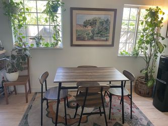 Wood and Metal Dining Table with 4 Chairs