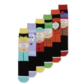 South Park Men’s Character casual Crew Socks, 6-Pack, Size 8-12.   (Z)