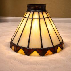 Tiffany Style Stained Glass Lamp Shade Geometric Amber Cream Small 7” Replacement Shade