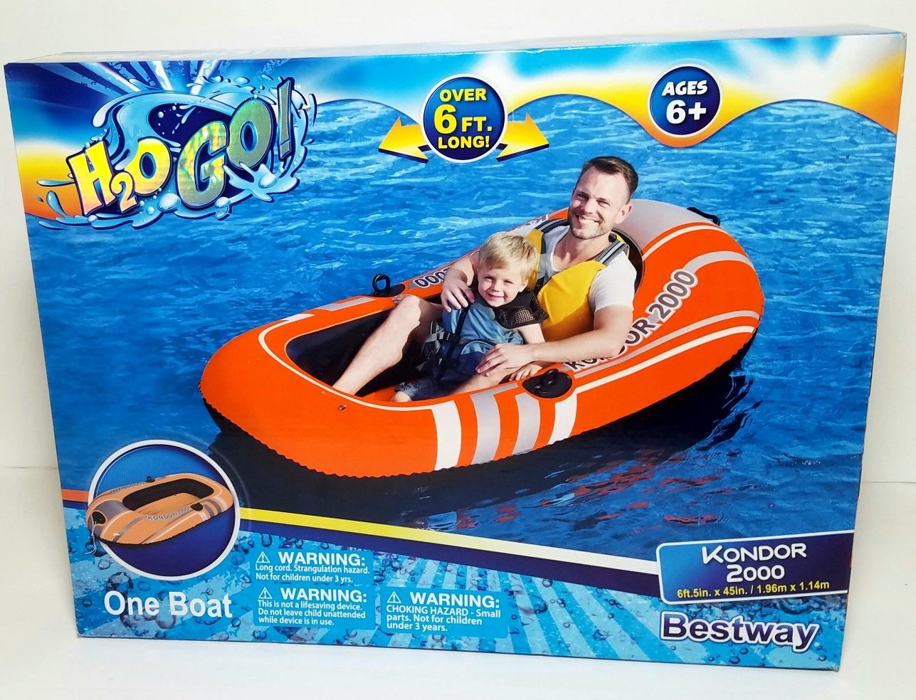 H2o Go Bestway Inflatable Boat Kondor 2000 6ft 5in. X 45in. Built In Oar Locks