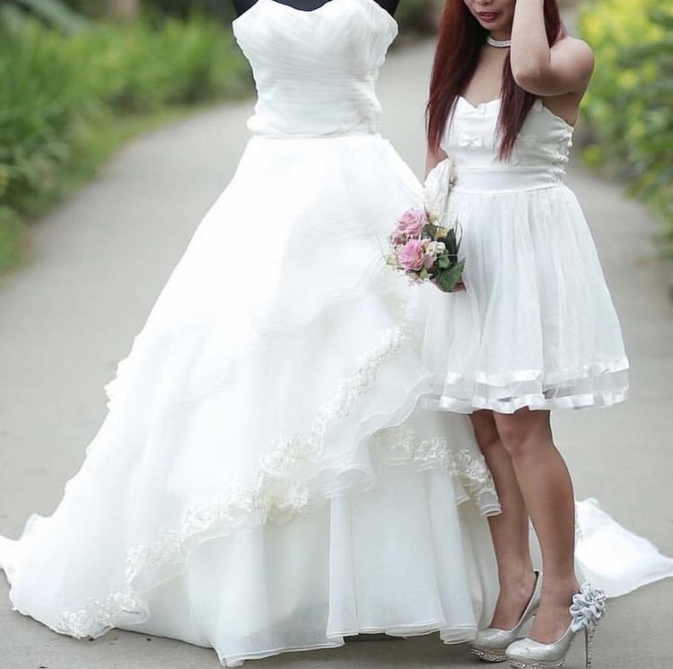 Handmade White Wedding Long Back Dress