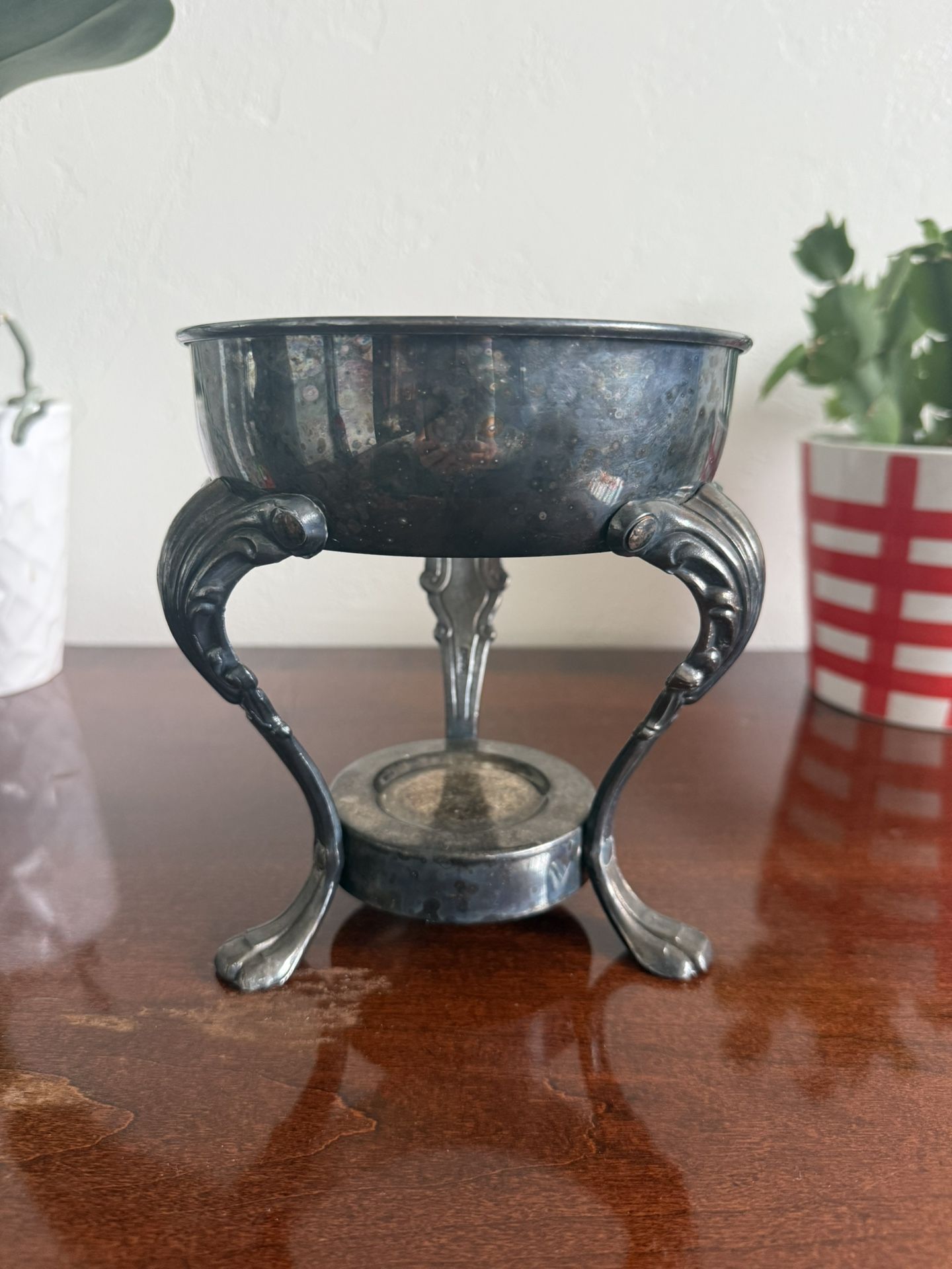 Vintage L.S. Co. Silverplate Chafing Dish Stand - Ornate Footed Base with Burner Holder