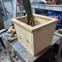 Handcrafted cedar wood planter box:indoor/outdoor 13”x14”