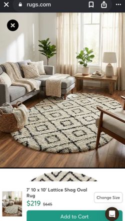 7' 10 x 10' Lattice Shag Oval Rug $75 OBO