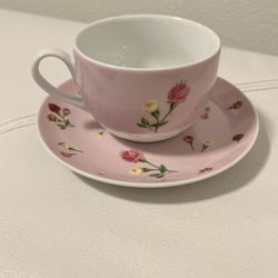 Royal Albert England “Country Rose Bud” pink tea set, cup and saucer.
