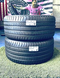 ✅ 2 USED TIRES 275/35RF21 BRIDGESTONE ALENZA AS/02 ALL SEASON RFT RUN FLAT 275 35 21