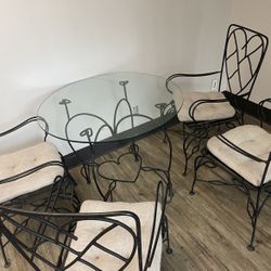 Iron Glass Table 4 Chairs
