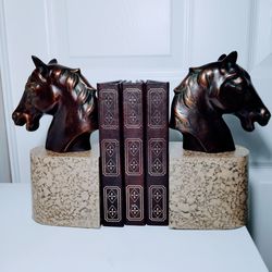 ANTIQUE  BRONZE HORSE HEAD BOOKENDS STUDIO