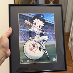 "BETTY ON DECK" The NY Yankees Betty Boop Playing Baseball Lithograph MLB Seal