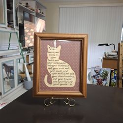 Figuratively Cat In Matted Solid Oak Frame, Framed Cat Quotes Vintage 80's Wall Art 10" X 12"