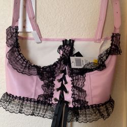 Pink And Black Underbust Corset