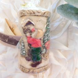 New Vintage Peggy Weber Francis Christmas Candle... Burn Forever Candle... Boy Putting Letter Into Mailbox