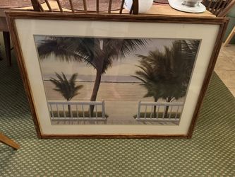 Beautiful Palm Bay Artwork With Stained Wooden Frame 